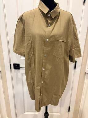 Amazon Essentials Short Sleeve Shirt Size XL Army Green (75)
